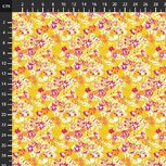 Gele ondergrond met roze bloemen