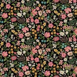 Bloementjes roze op zwarte ondergrond