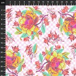 Tula Pink Untamed with Neon bloemen op roze blokjes ondergrond