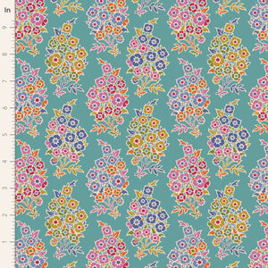 Tilda boeketten met bloemen op een blauwe ondergrond