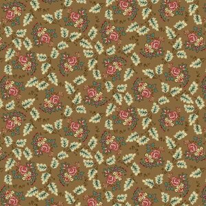 Zandkleurige ondergrond met bloemen en bladeren print 